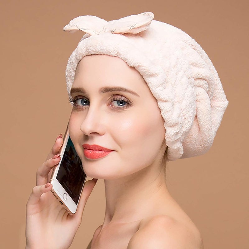 Jseng Large Microfiber Fast Hair Drying Towel Cap [New Upgrade], Extrame Soft & Ultra Absorbent, Fast Drying Hair Caps for Long & Thick Hair - Image 2